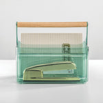 mDesign 2-Compartment Plastic Desk Organizer, White/Natural (25718RW)