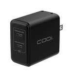CODi PowerLine+ Dual USB-C Wall Charger, 45W, Black (WC045-2C)