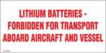 Decker Tape Products DL1945 "Lithium Battery Forbidden for Transport Aboard Aircraft & Vessel" Adhesive Labels, 2"x 4", 500/Roll