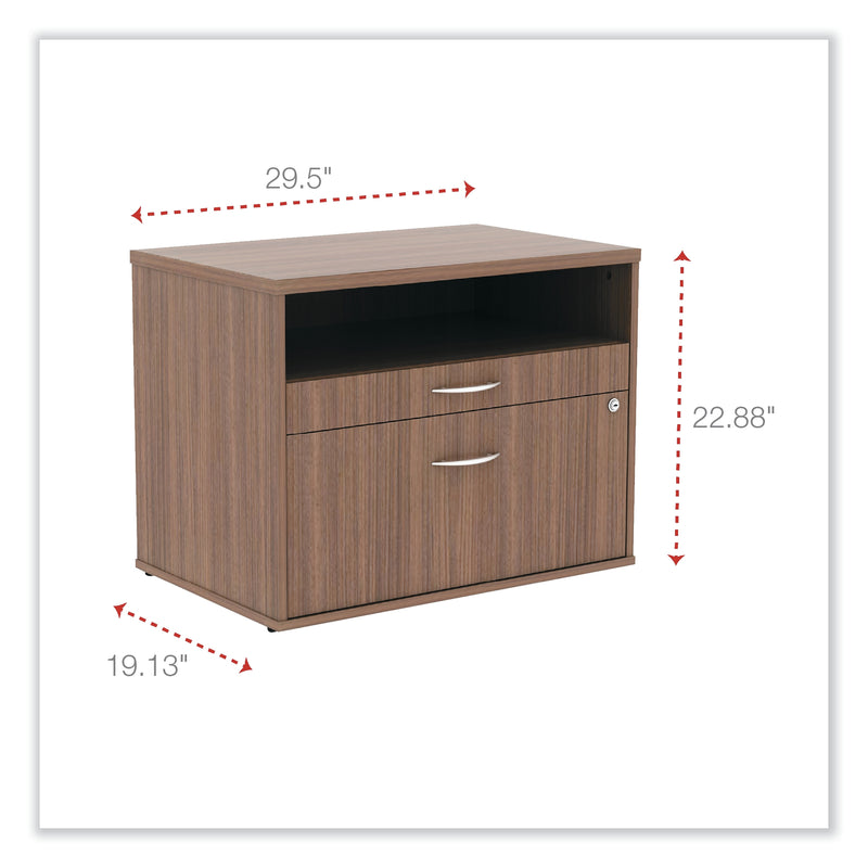 Alera®,  Open Office Series Low File Cabinet Credenza, 29 1/2×19 1/8×22 7/8,Modern Walnut
