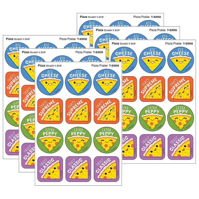 Trend Enterprises Pizza Praise Pizza Scent Scratch 'n Sniff Stinky Stickers, Multicolored, 48/Pack, 6 Packs/Bundle (T-83056-6)