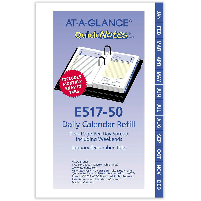 2026 AT-A-GLANCE QuickNotes 6" x 3.5" Daily Calendar Refill Pages, Multicolored (E517-50-26)