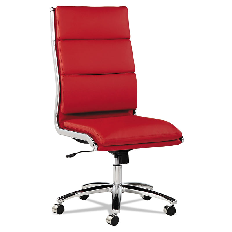 Neratoli High-Back Swivel/Tilt Chair , Red Soft-Touch Leather , Chrome Frame