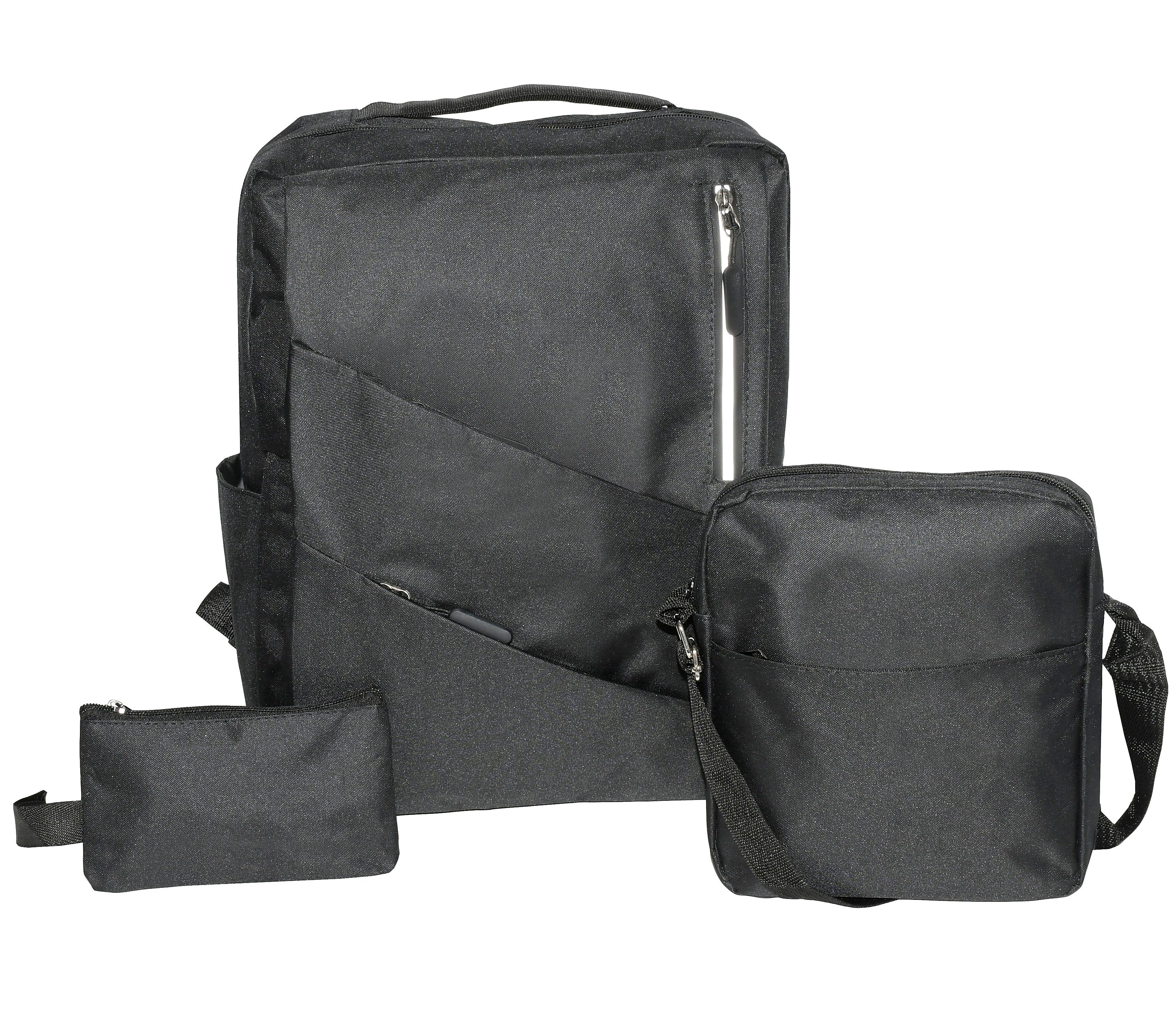 Club Rochelier 3-Piece Laptop Backpack Set, Large, Black (CBM9010013_BLK)