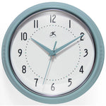 Infinity Instruments Round Retro Baby Blue Wall Clock, Aluminum, 9.5" (10940BB)
