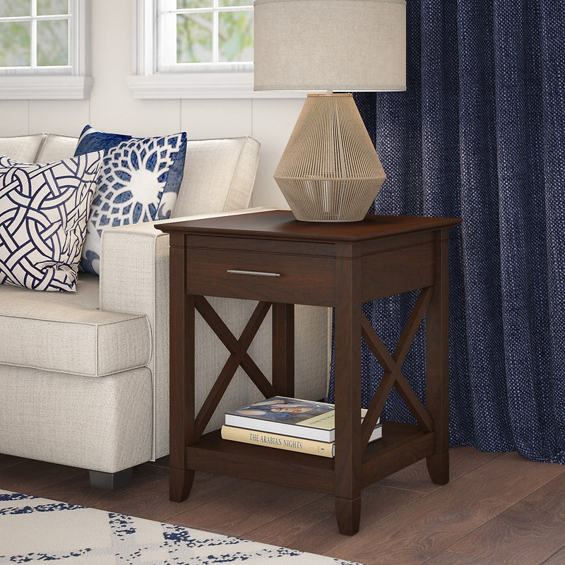 Bush Furniture Key West 20" x 20" End Table, Bing Cherry (KWT120BC-03)