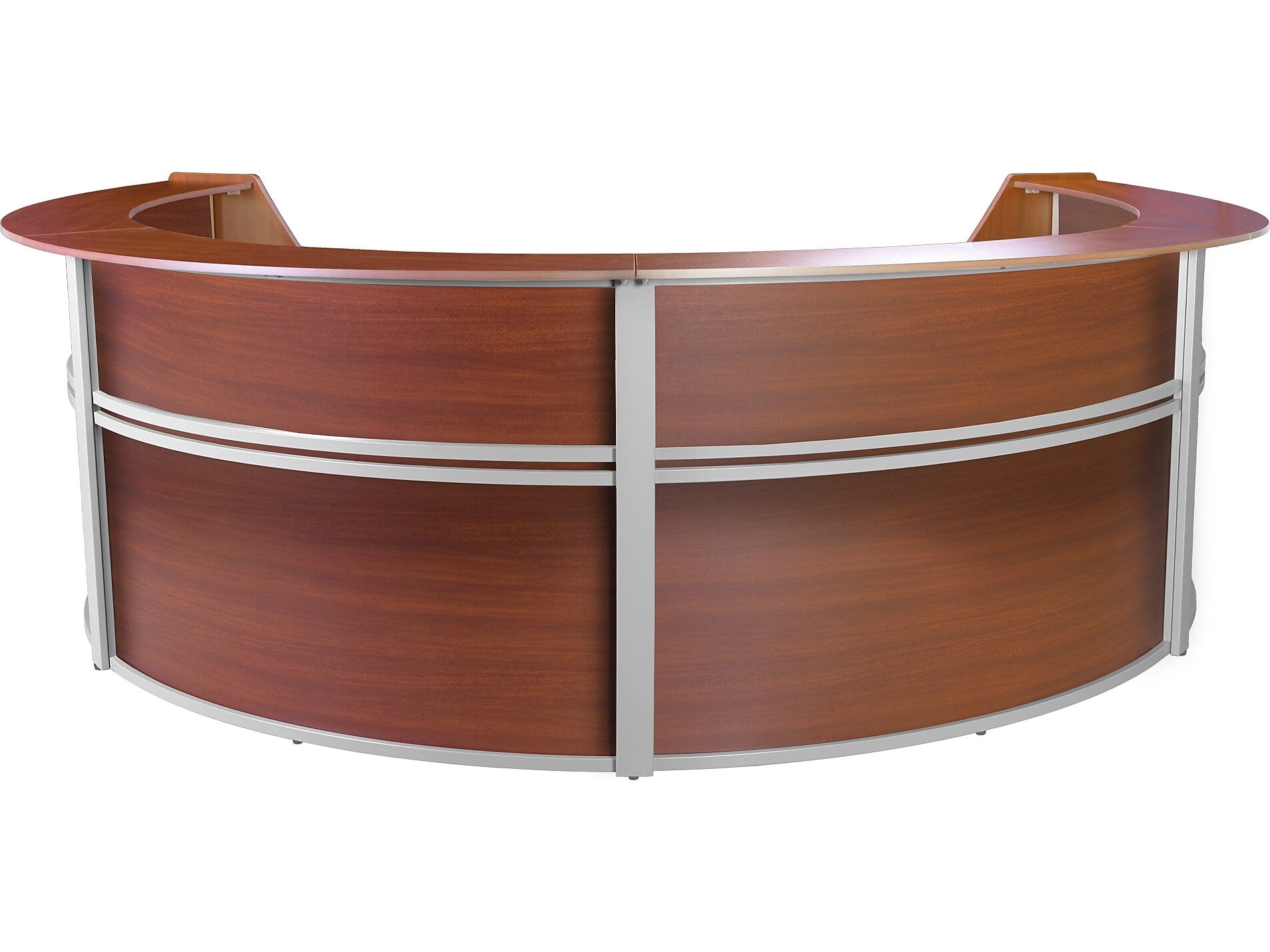 Regency Marque 142"W Curved Reception Desk Workstation, Cherry (77294CH)