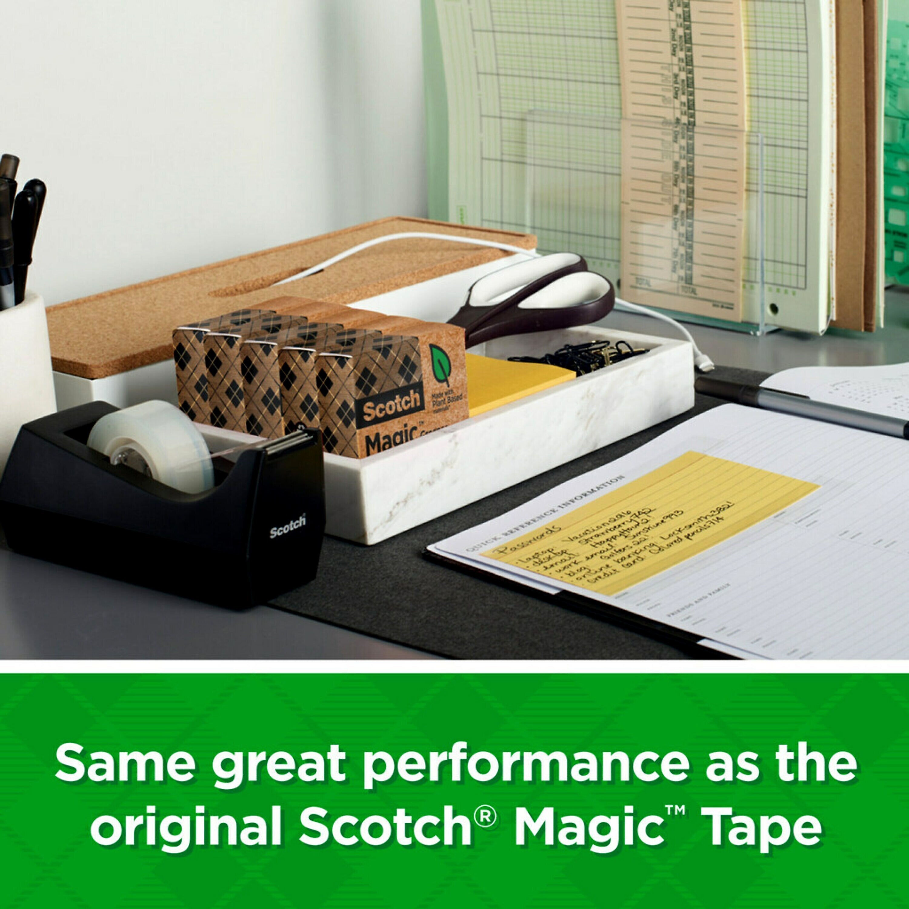 Scotch Magic Greener Invisible Clear Tape, 1" x 25 yds., 1" Core, 24 Rolls/Pack (81224P)