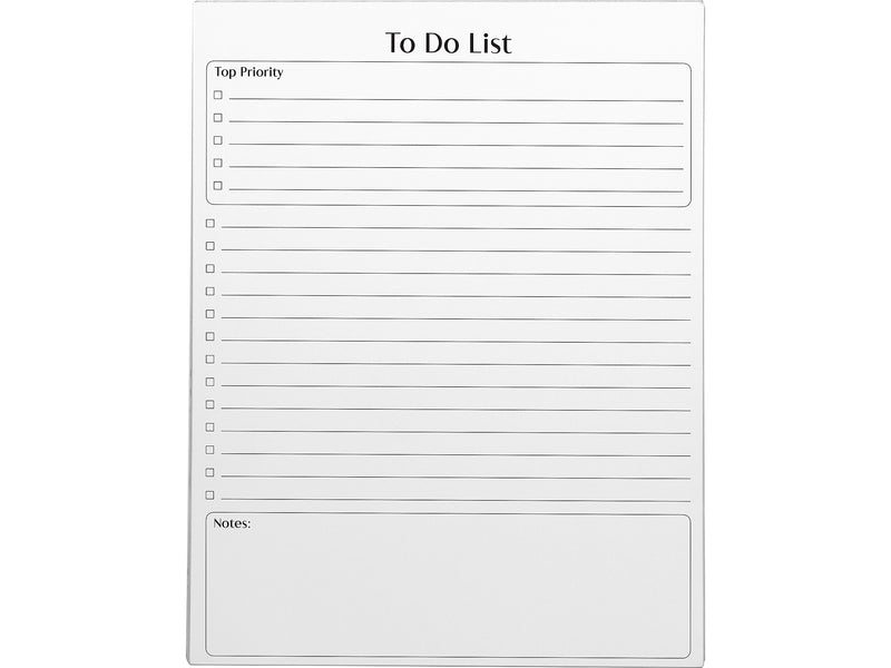 Better Office To-Do List Notepad, 8.5" x 11", Project-Ruled, White/Black, 50 Sheets/Pad (25832)