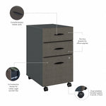 Bush Business Furniture Cubix 3-Drawer Mobile Vertical File Cabinet, Letter/Legal Size, Lockable, Slate (WC84853PSU)