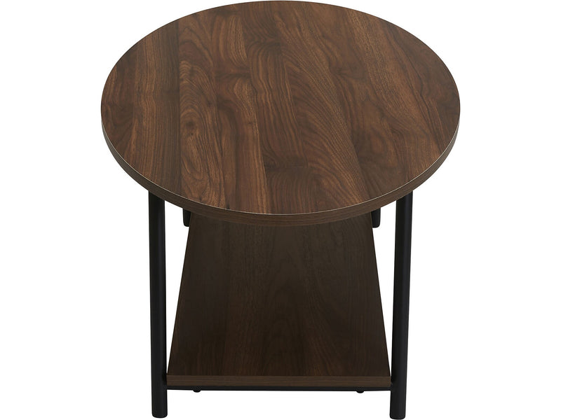Household Essentials Jamestown 39.38"W x 23.5"D Laminate Coffee Table, Mid-Century Walnut/Black (8134-1)