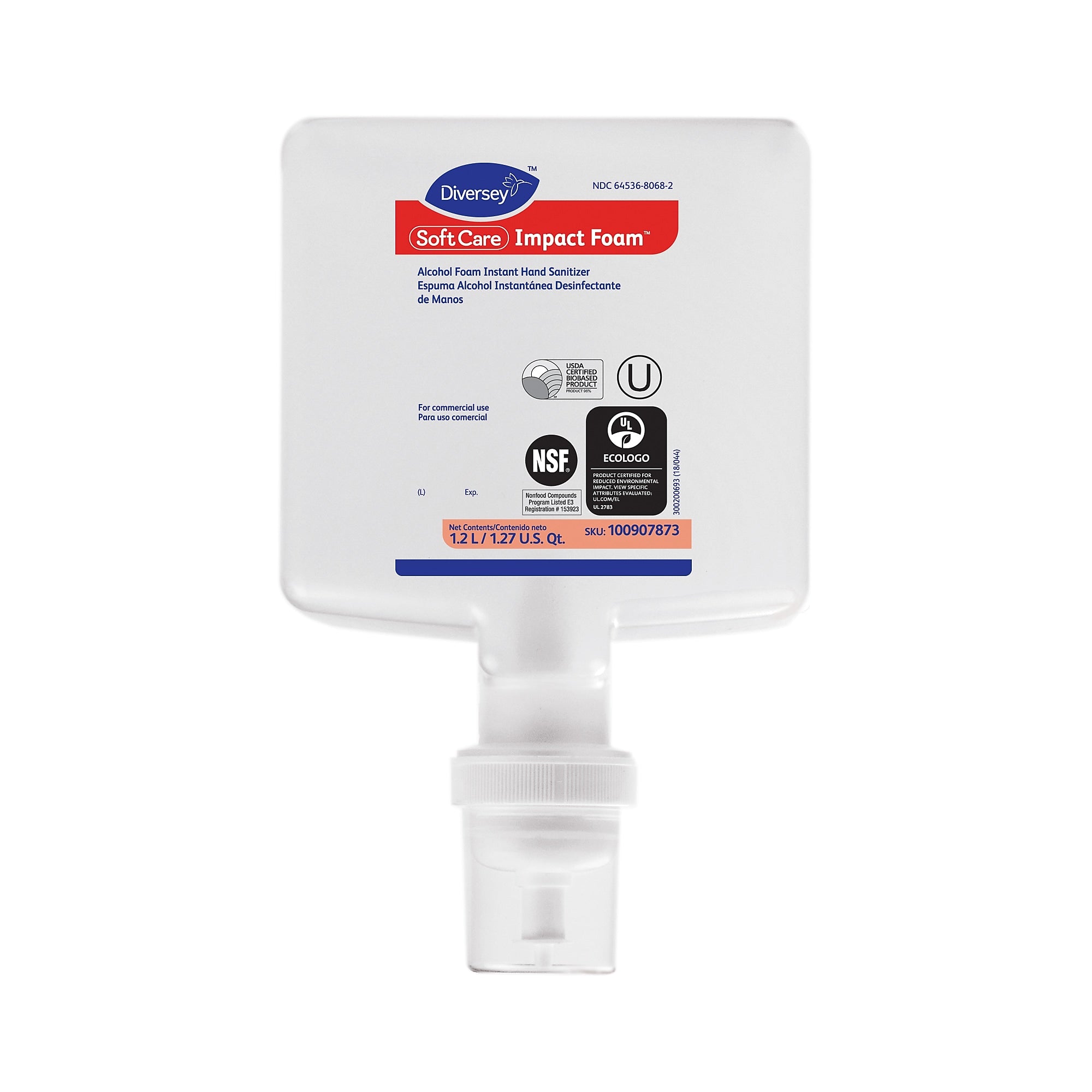 Diversey Softcare Foam Sanitizer Refill, 1200 mL., 6/Carton (100907873)
