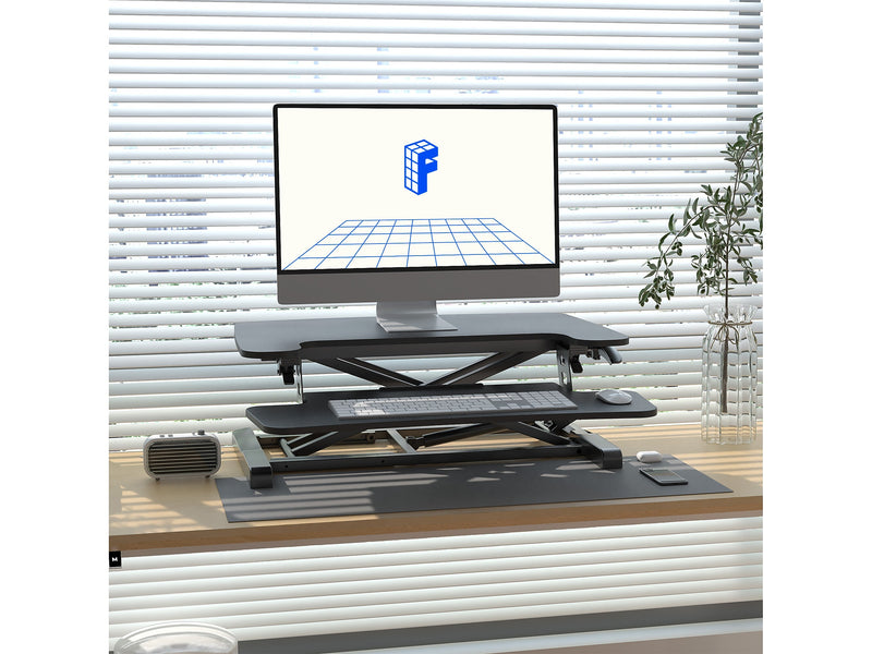 FlexiSpot M7 Series 28"W Manual Rectangular Adjustable Standing Desk Converter, Black (M7-E-28B)