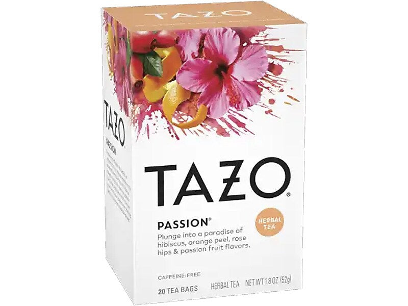 Tazo Passion Herbal Tea, Tea Bag, 1.8 Oz., 20/Box (30794522200451)