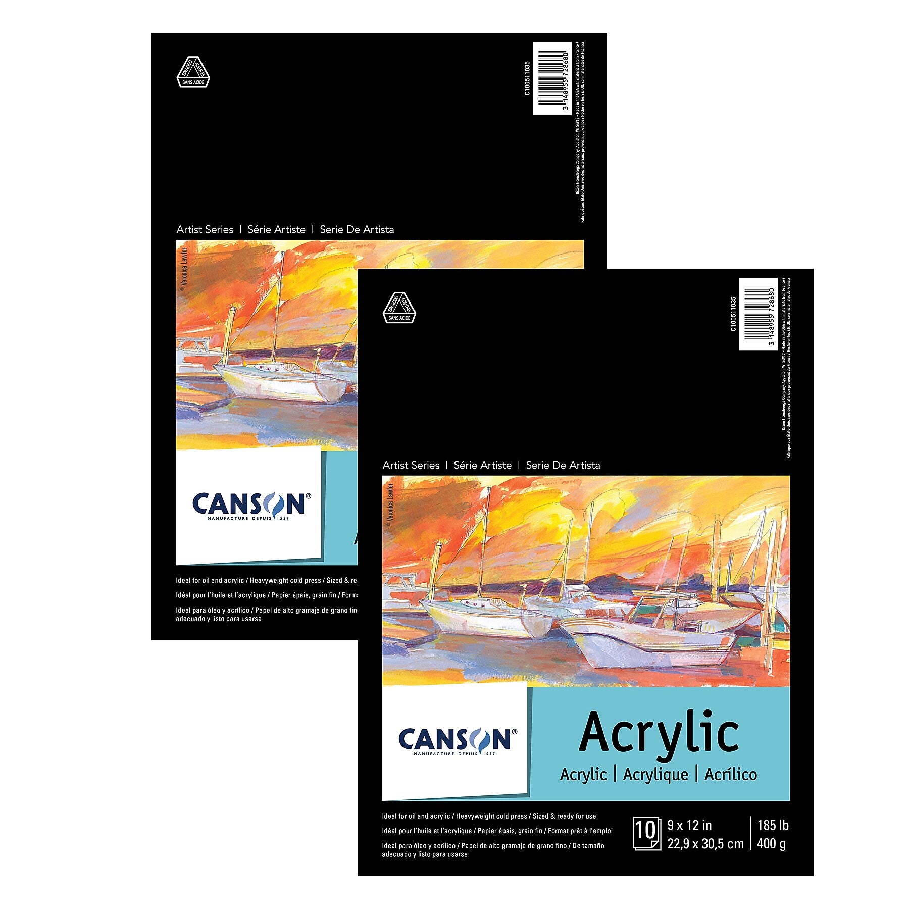 Canson Artist Series 9" x 12" Acrylic Pad, 10 Sheets/Pad, 2 Pads/Bundle (MCXC100511035-2)