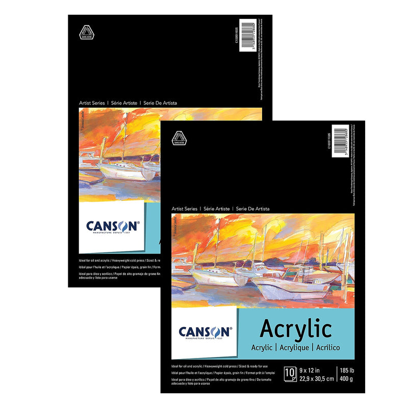 Canson Artist Series 9" x 12" Acrylic Pad, 10 Sheets/Pad, 2 Pads/Bundle (MCXC100511035-2)