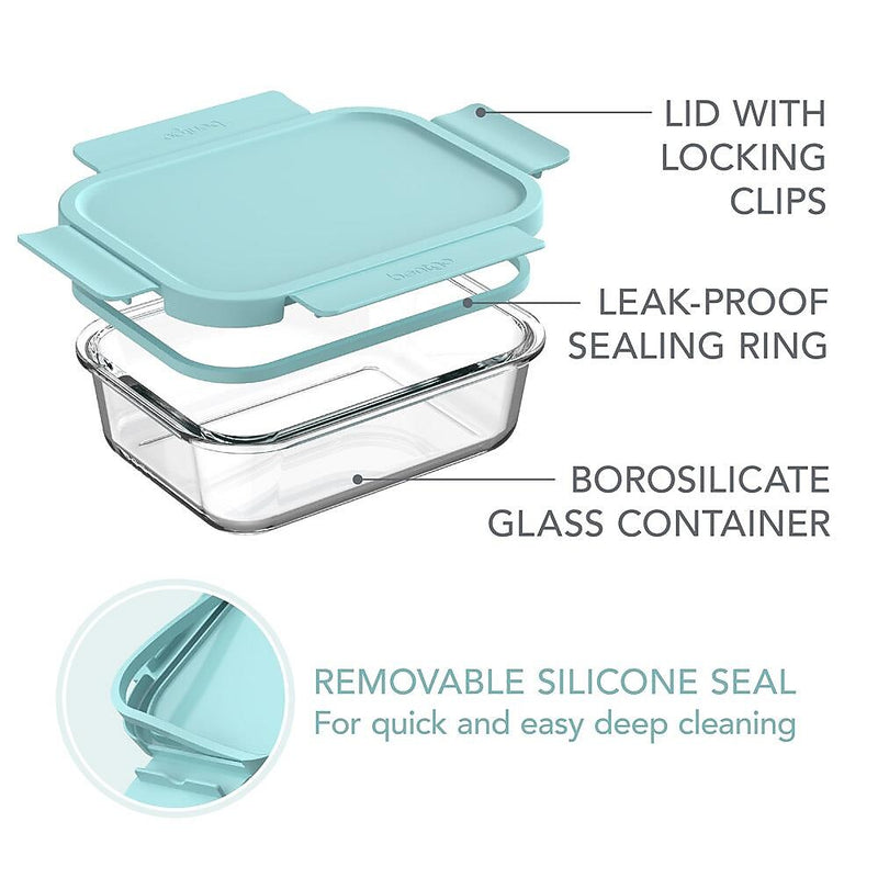 bentgo Leak-Proof Glass Containers, 4/Set (BGPLGLPK1-SA)