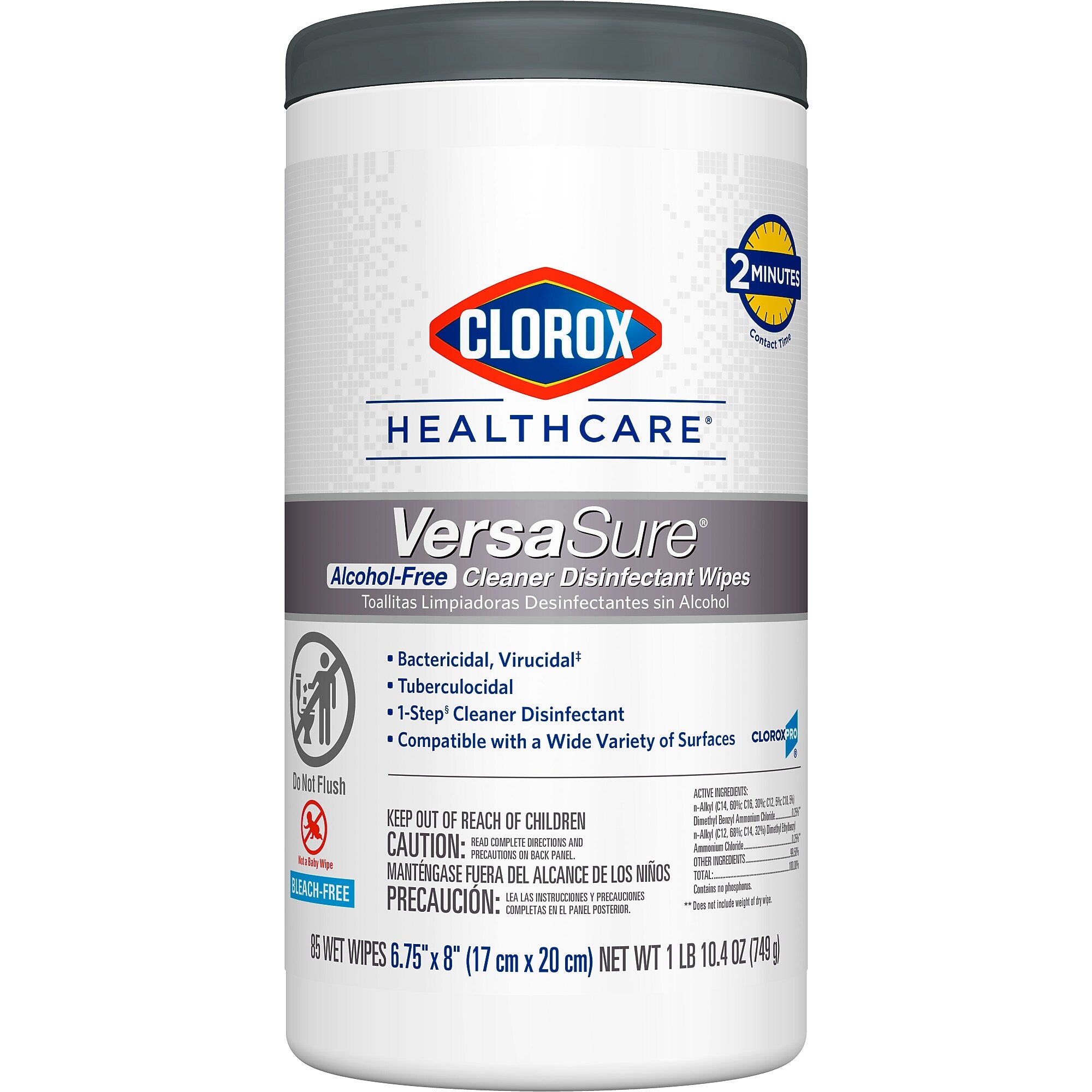 Clorox Healthcare VersaSure Cleaner Disinfectant Wipes, 85 Wipes/Container (31757)