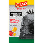 Glad Quick-Tie 39 Gallon Lawn & Leaf Bags, Black, 12 Total Bags (70028)