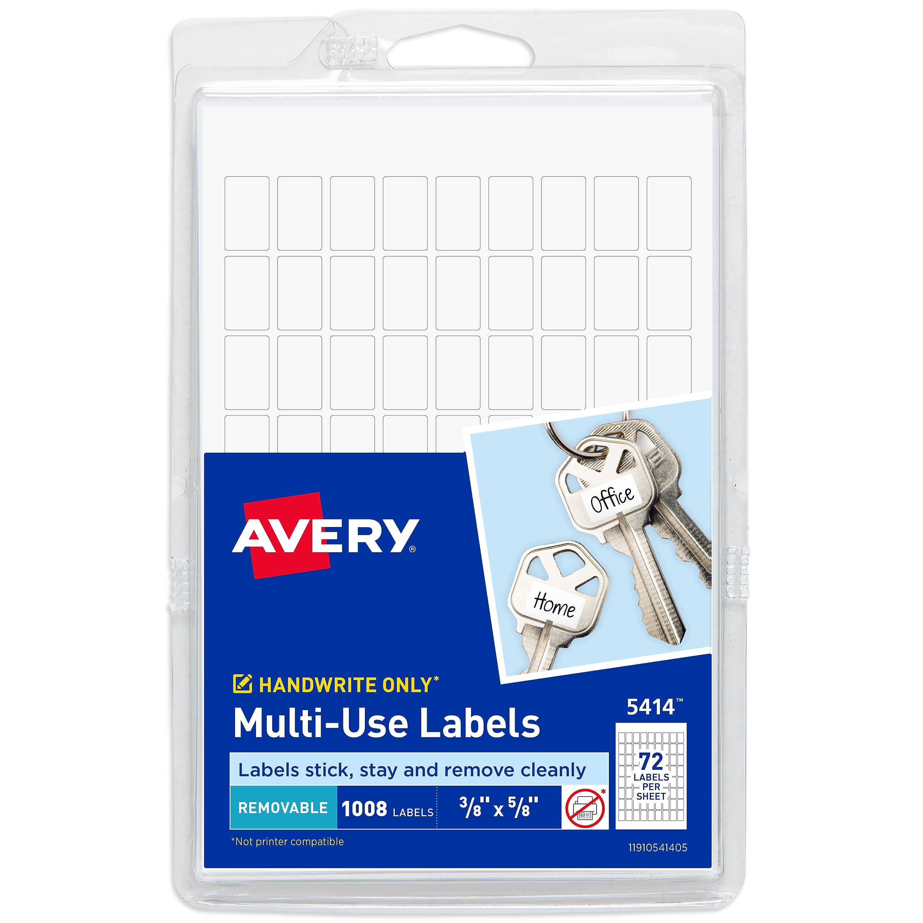Avery Multipurpose Labels, 3/8" x 5/8", White, Non-Printable, 1,008 Labels/Pack (5414)
