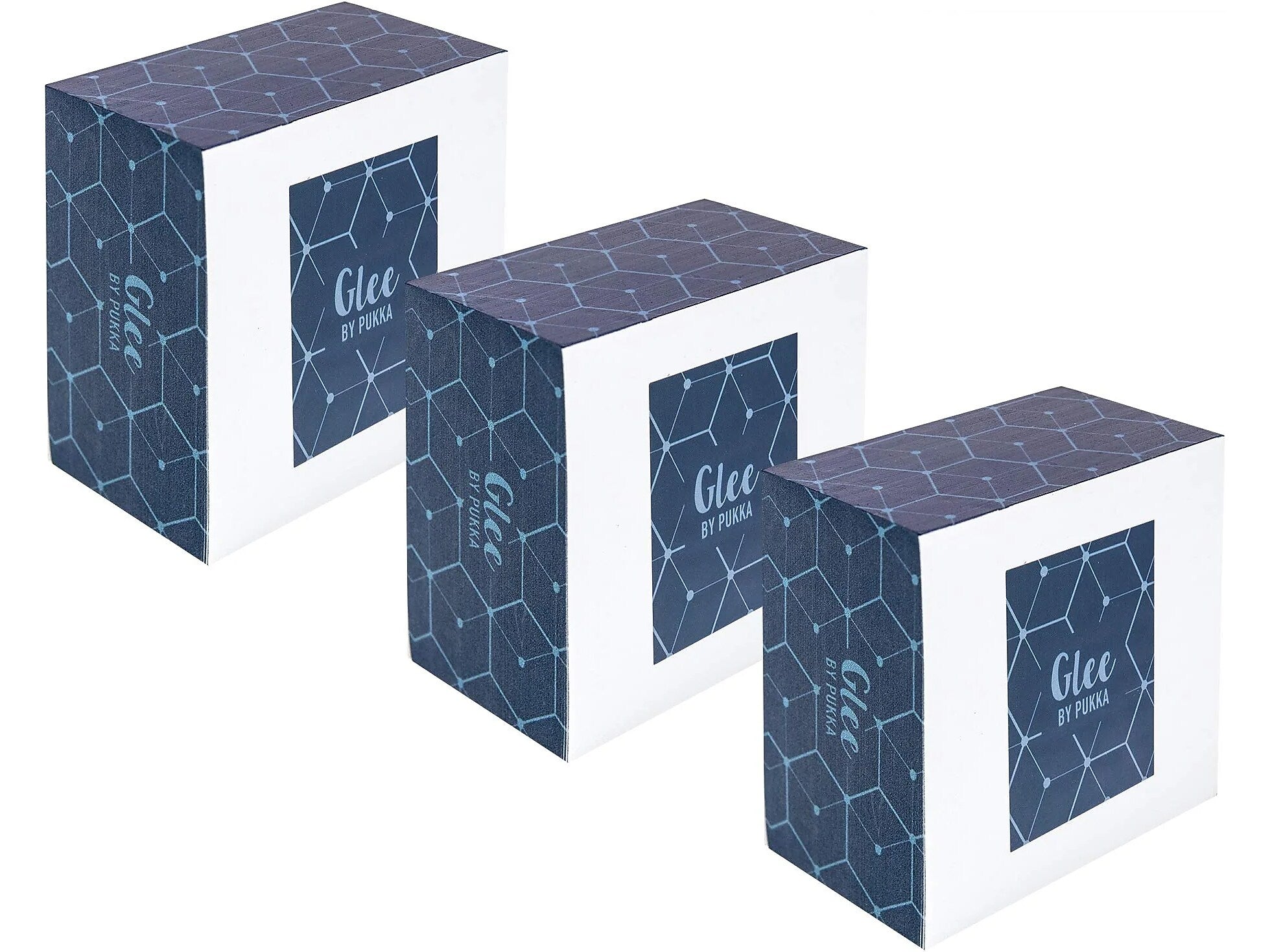 Pukka Pad Glee Memo Cube, 3.15" x 3.15", Dark Blue, 500 Sheets/Pad, 3 Pads/Pack (8697-GLE)