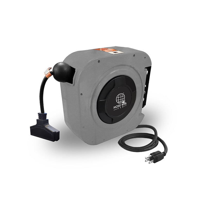 Hose Reel Pro 50 ft. Extension Cord Reel, 3-Outlet, 12 AWG, Gray (EC-GY-50)