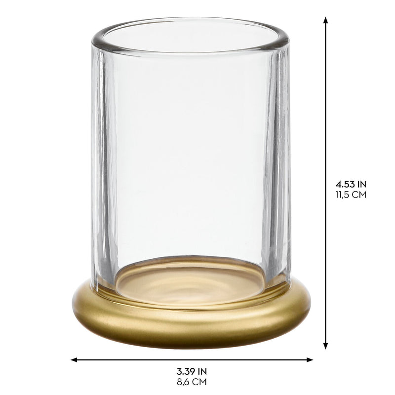 mDesign Glass Pencil Cup, Clear/Soft Brass (26030)
