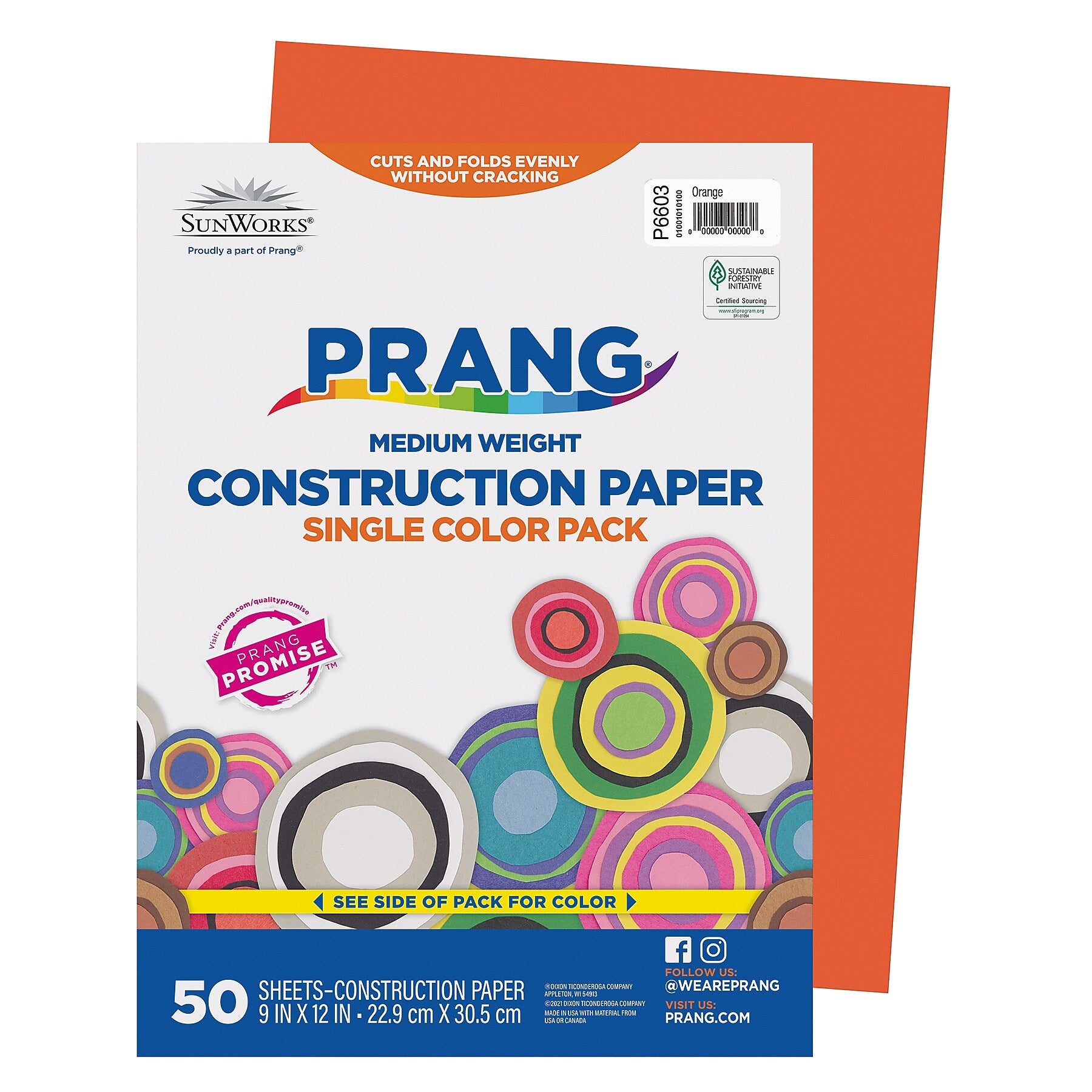 Prang 9" x 12" Construction Paper, Orange, 50 Sheets/Pack, 10 Packs/Bundle (PAC6603-10)