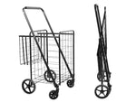 Mount-It! Rolling Utility Shopping Cart with Double Basket, 66 Lbs., Black (MI-907)