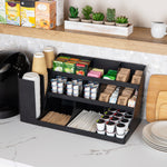 Mind Reader 14 Compartment Plastic Cup and Condiments Countertop Organizer, Black (COMORG2-BLK)