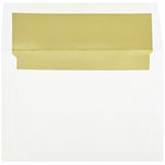JAM Paper A8 Booklet Envelope, 5 1/2" x 8 1/8", White with Gold Foil, 100/Pack (3243664d)