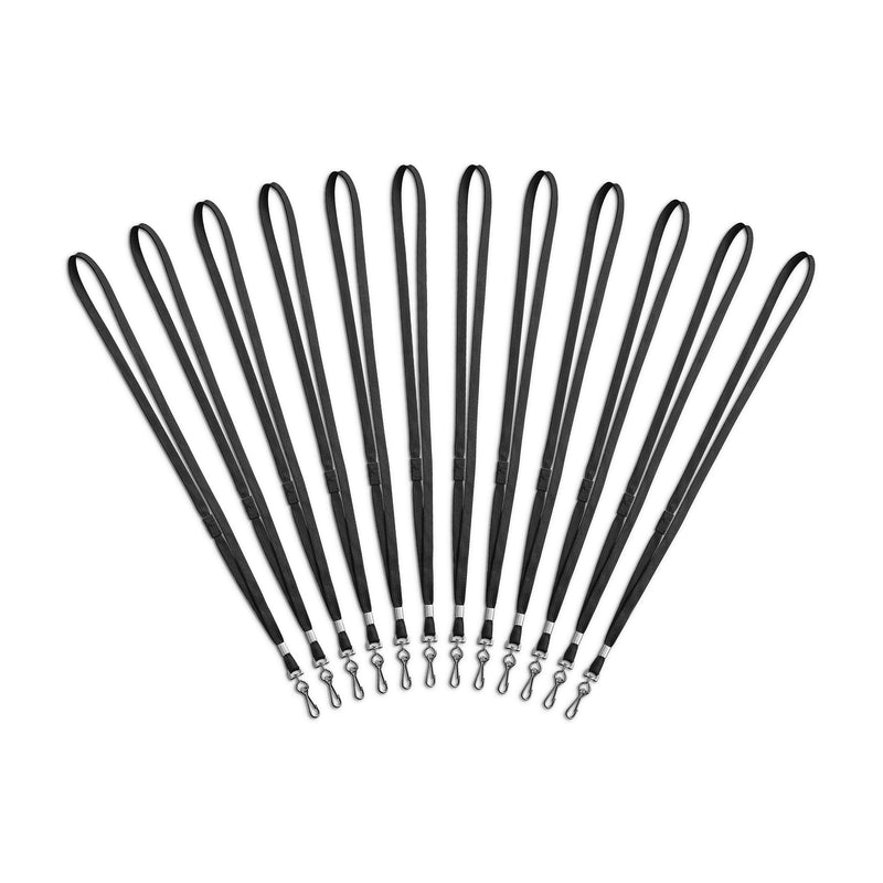 Staples Breakaway Lanyards, 36" Length, Nylon, Black, 12/Pack (18910)