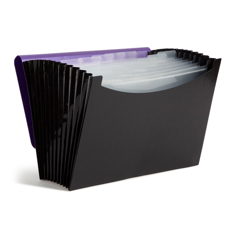 Smead Heavy Duty Plastic Accordion File, MultipleIndex, 12 Pocket, Letter, Purple/Black (70862)
