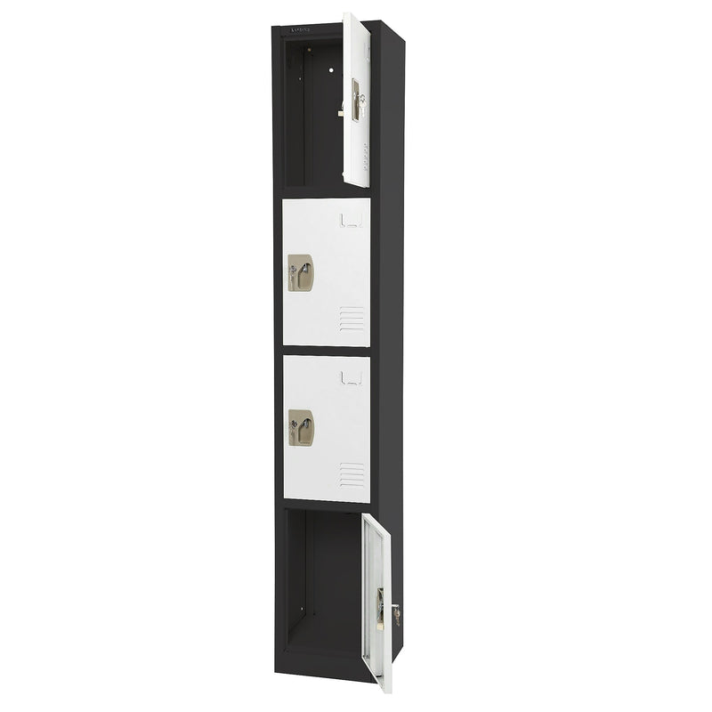 AdirOffice 72" 4-Tier Black and White Storage Locker, 4/Pack (ADI629-204-B-W-PKG-4)