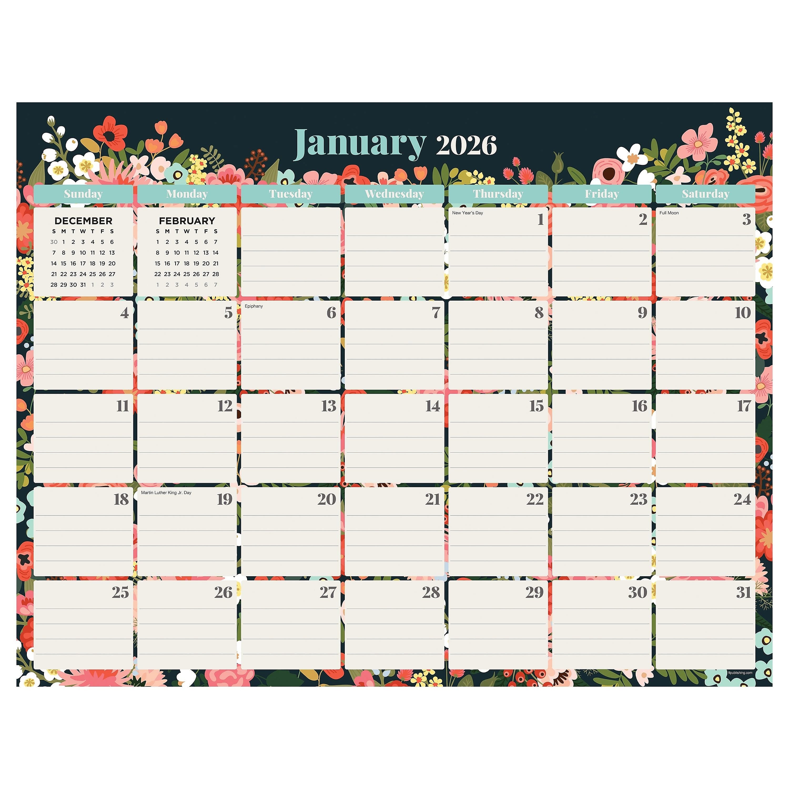 2026 TF Publishing 17" x 12" Monthly Desk Calendar, (26-8510)