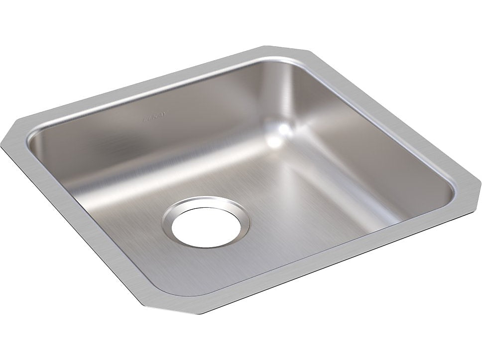 Elkay Lustertone Classic Single-Bowl Undermount Kitchen Sink, 18.5" x 18.5" x 5.38", Stainless Steel, Lustrous Satin