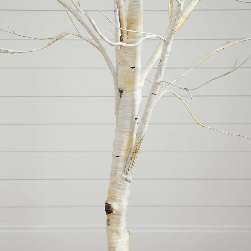 Nearly Natural 6-ft Pre-Lit Artificial White Birch Tree with 90 White LED Lights (T4931)