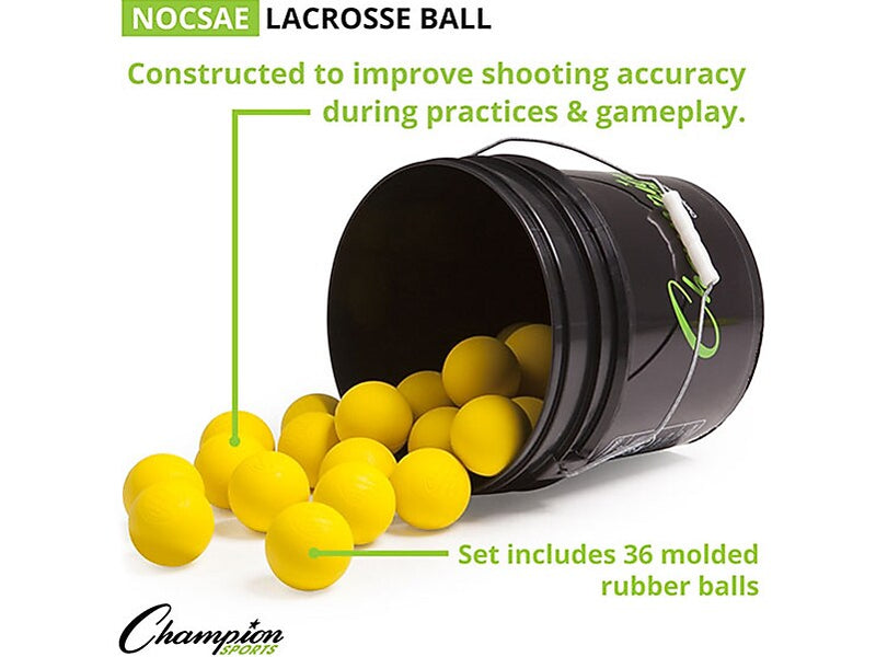 Champion Sports Lacrosse Ball Bucket, Yellow/Black (LBYN36)