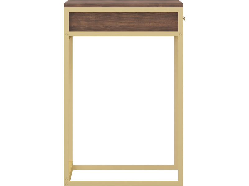 Martha Stewart Ollie 47"W Home Office Desk with 3 Drawers, Walnut/Polished Brass (ZGZP028BRGLD)