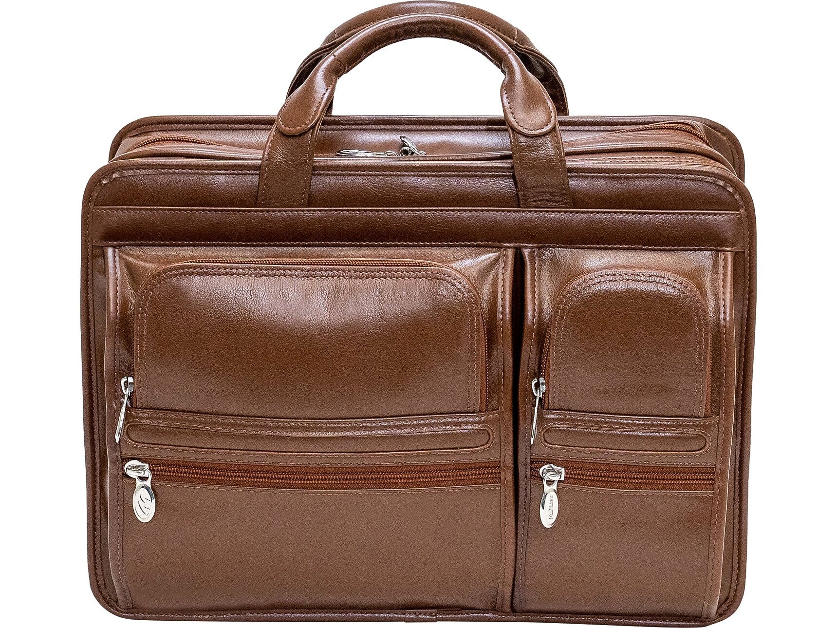 McKlein Hubbard Leather Briefcase, Laptop Compatible, Brown (88434)