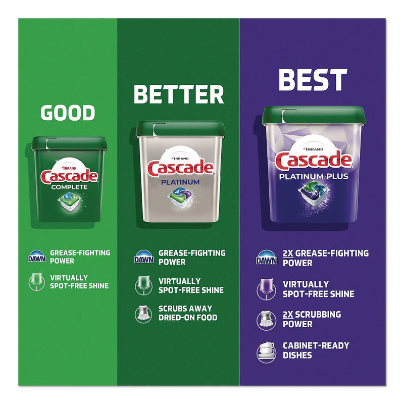 Cascade Platinum ActionPacs Dishwasher Detergent, Fresh Scent, 14 oz., 26 Pacs/Pack, 4 Packs/Carton (80797184)