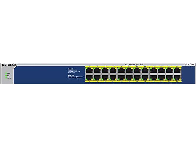 Netgear 24-Port Gigabit Ethernet High-Power PoE+ Unmanaged Switch, Gray (GS524PP-100NAS)
