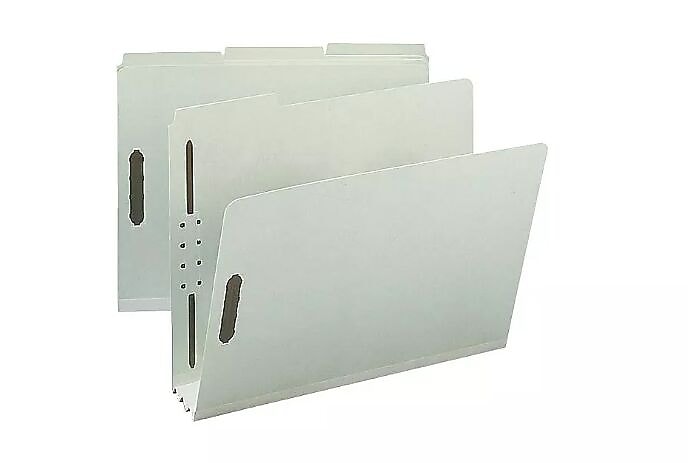 Recycled Pressboard Fastener Folders, Letter, , 3" Exp., Gray-Green, 25/Box (15005)