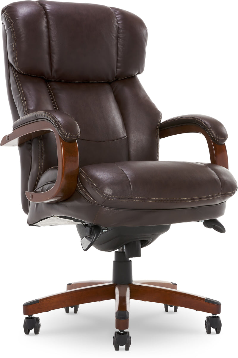 La-Z-Boy Fairmont Ergonomic Faux Leather Executive Big & Tall Chair, 400 lb. Capacity, Biscuit Brown (44940OSS)
