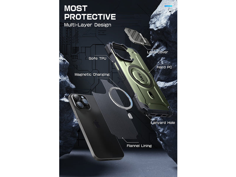 SUPCASE Unicorn Beetle MAG XT MagSafe Rugged Case for iPhone 15 Pro Max, Shock-Absorbing, Dark Green (SPH23MX67MGXTGN)