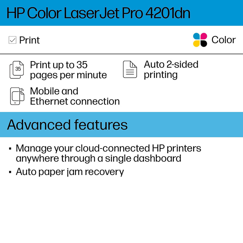 HP LaserJet Pro LJP 4201dn Color Laser Printer, Single-Function, Print (4RA85F)