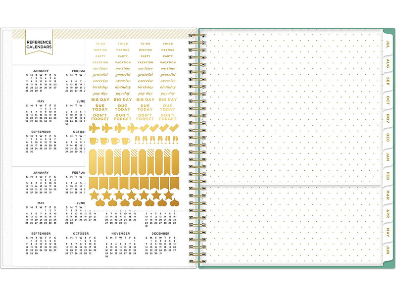 2024-2025 Blue Sky Day Designer Palms 8.5" x 11" Academic Weekly & Monthly Planner, Plastic Cover, White/Green (137891-A25)
