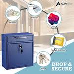 AdirOffice Steel Indoor/Outdoor Interoffice Mailbox, Blue (631-05-BLU)