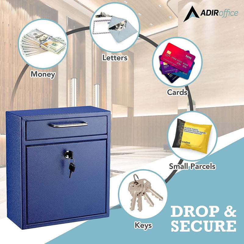 AdirOffice Steel Indoor/Outdoor Interoffice Mailbox, Blue (631-05-BLU)