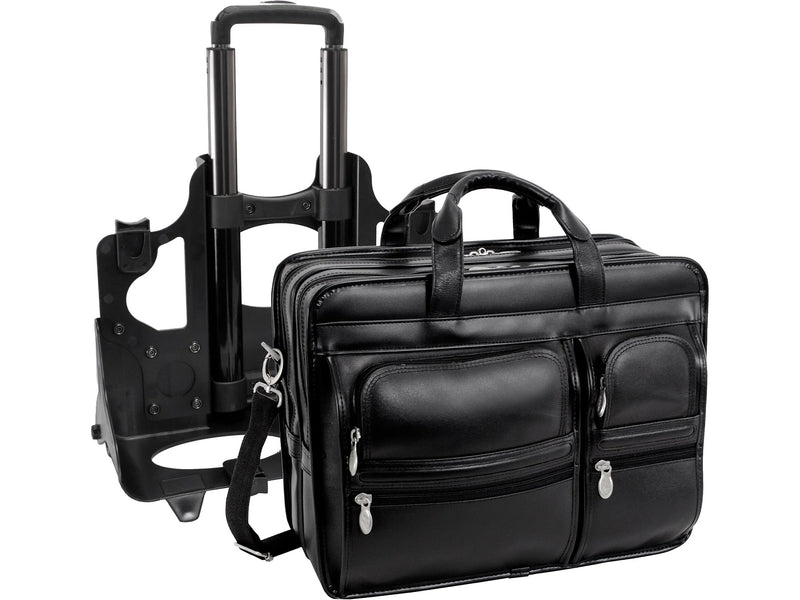 McKlein CLINTON Leather Briefcase, Laptop Compatible, Brown (88444)